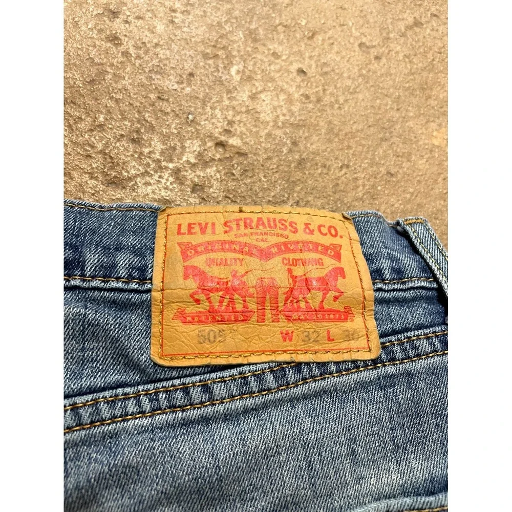 Levi's 505 Straight Leg Jeans Mens 32x30 Blue‎ Denim Cotton Stretch Regular Fit
